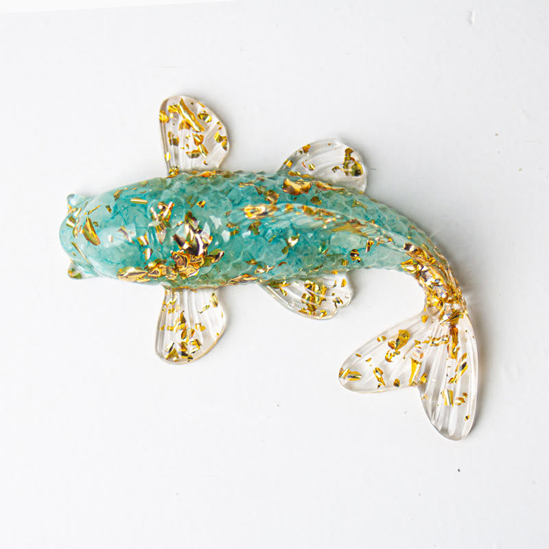 Buddha Stones Koi Fish Crystal Chip Epoxy Resin Luck Decoration  - Aquamarine(60*40*20mm) - image 22