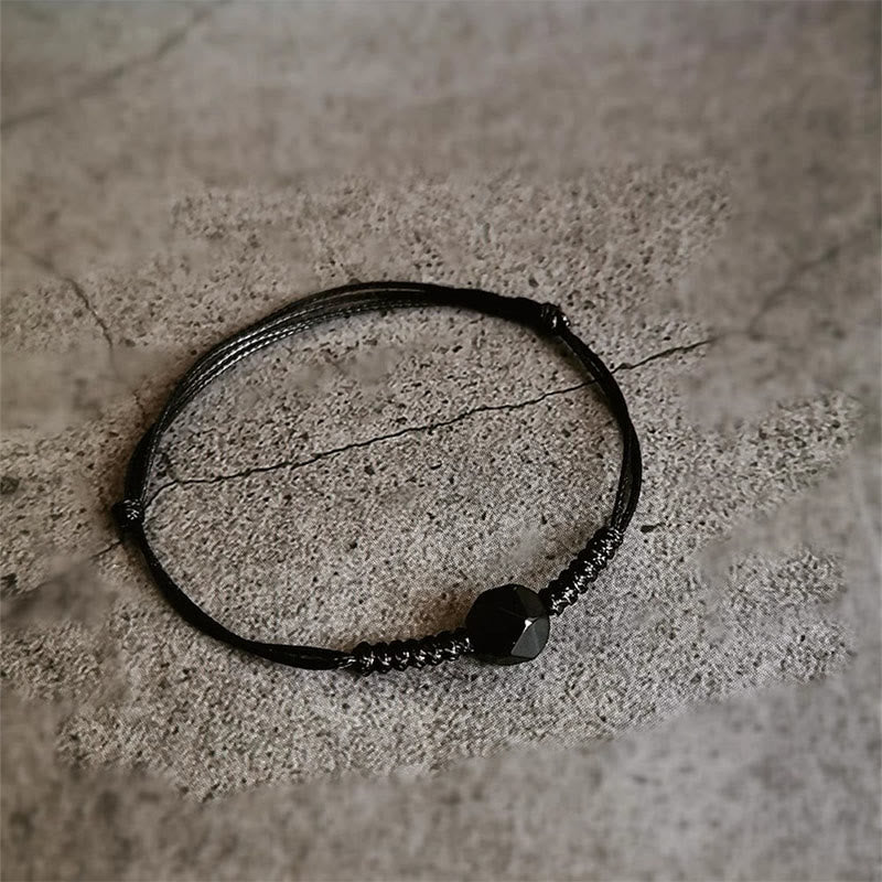 Buddha Stones Natural Black Obsidian String Braided Strength Bracelet - image 8