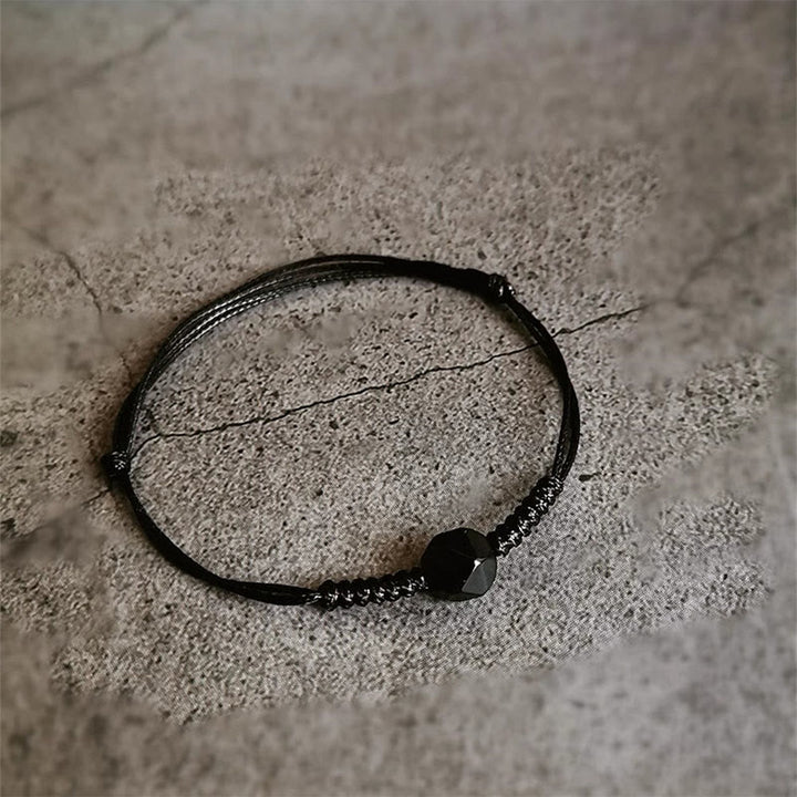 Buddha Stones Natural Black Obsidian String Braided Strength Bracelet - image 8