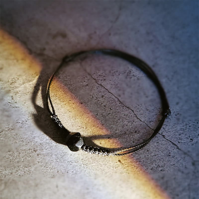 Buddha Stones Natural Black Obsidian String Braided Strength Bracelet - image 5