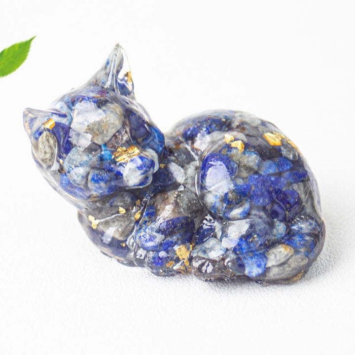 Buddha Stones Crystal Chip Epoxy Resin Small Cat Positive Decoration  - image 6