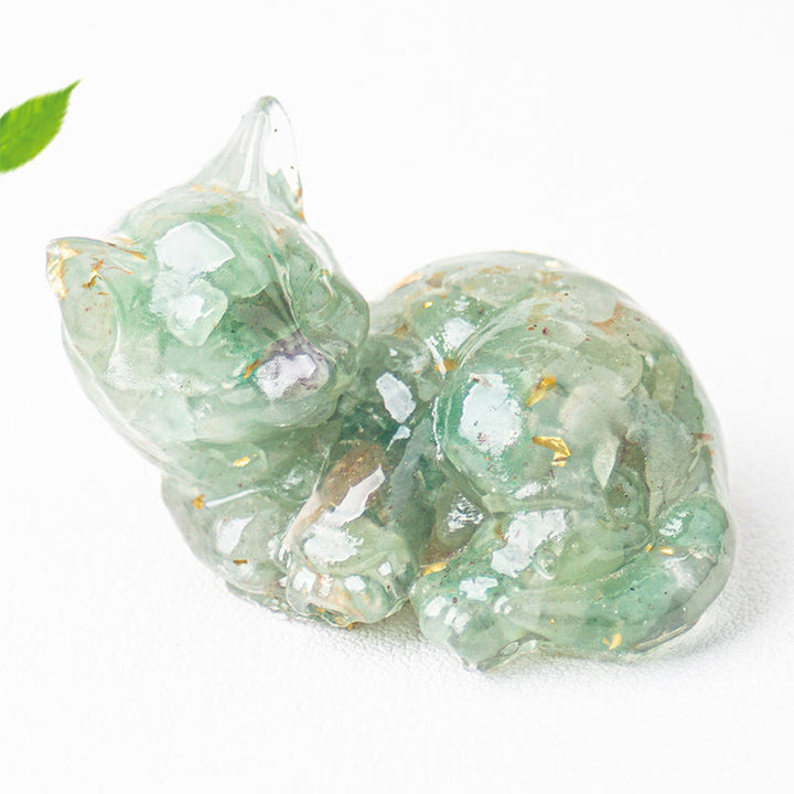 Buddha Stones Crystal Chip Epoxy Resin Small Cat Positive Decoration  - image 26