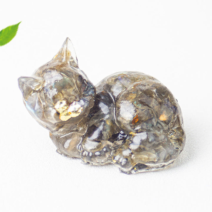Buddha Stones Crystal Chip Epoxy Resin Small Cat Positive Decoration  - image 23