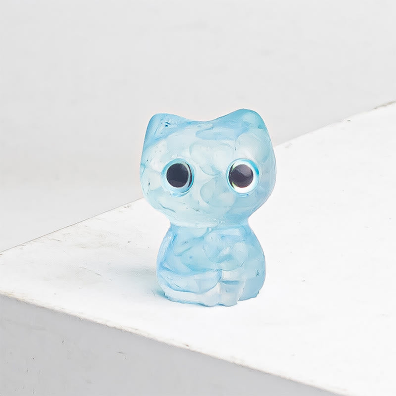 Buddha Stones Crystal Drip Resin Small Cat Purification Decoration Statue - image 16