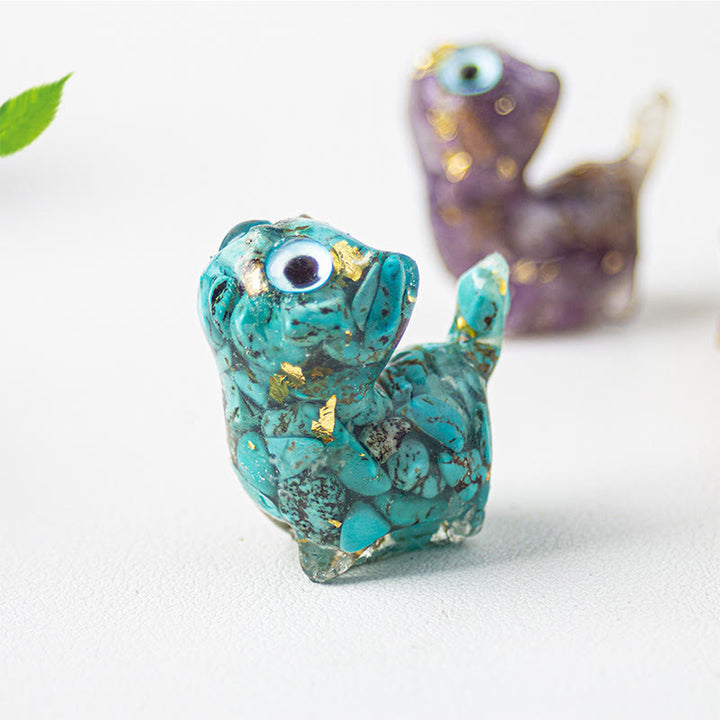 Buddha Stones Crystal Drip Resin Small Cat Serenity Fulfilment Decoration Statue - image 7