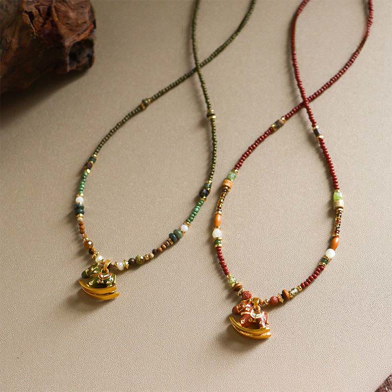 Buddha Stones Year Of The Horse Copper Tiger Eye Various Beads Balance Necklace Pendants - image 0