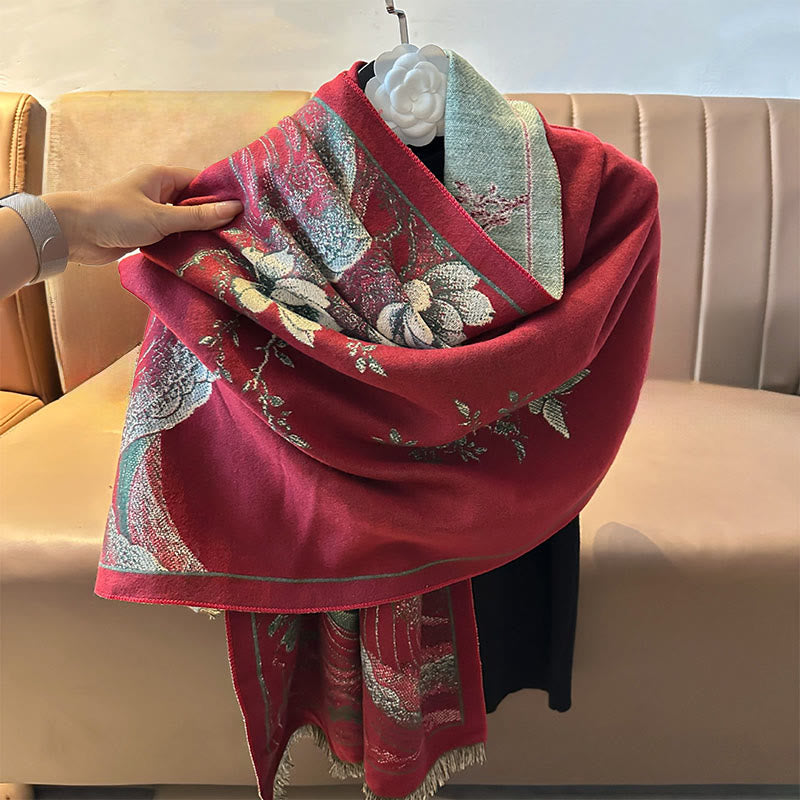 Buddha Stones Fall Lotus Flowers Ocean Waves Pattern Soft Scarf Tassel Shawl - image 7