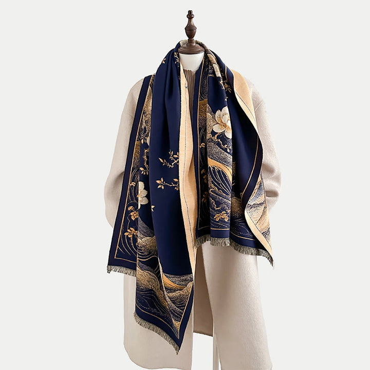 Buddha Stones Fall Lotus Flowers Ocean Waves Pattern Soft Scarf Tassel Shawl - image 11