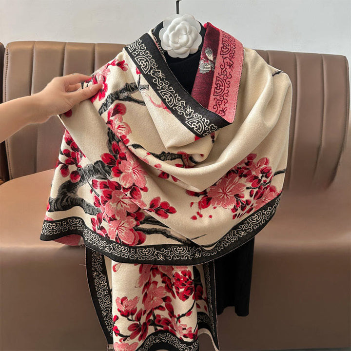 Buddha Stones Fall Peach Blossoms Branches Pattern Soft Scarf Shawl - image 4