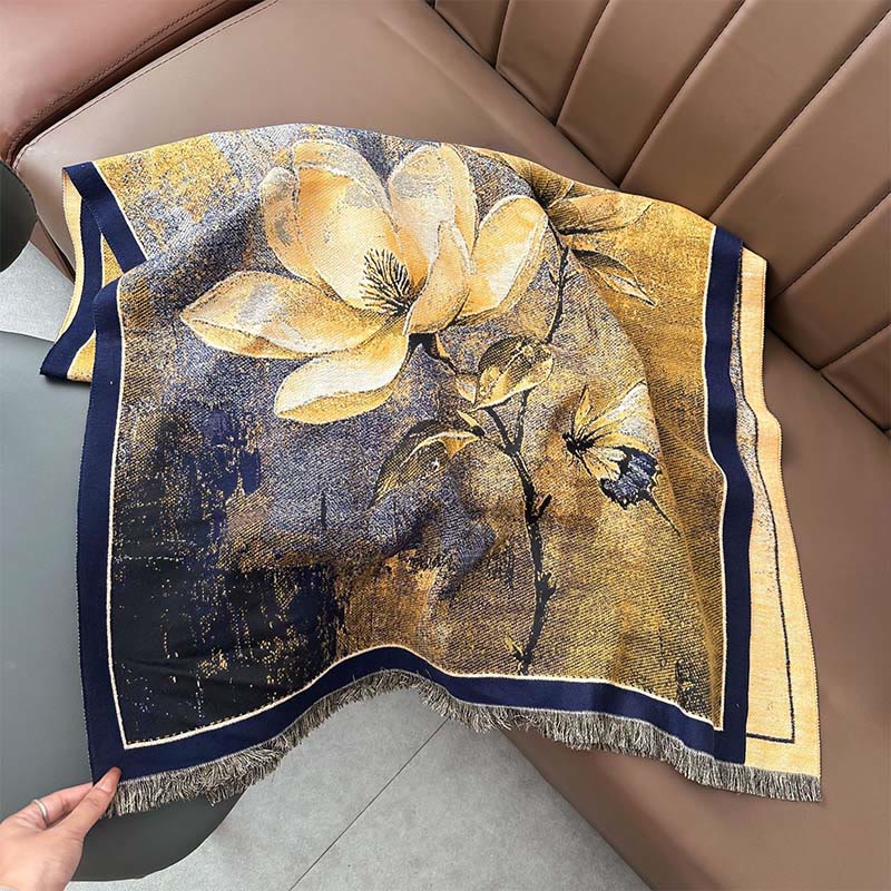 Buddha Stones Winter Magnolia Butterfly Pattern Soft Scarf Shawl - image 5