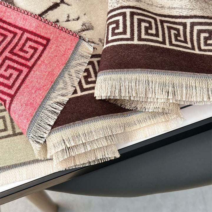 Buddha Stones Fall Plum Blossom Eaves Ink Painting Pattern Cozy Scarf Shawl - image 15