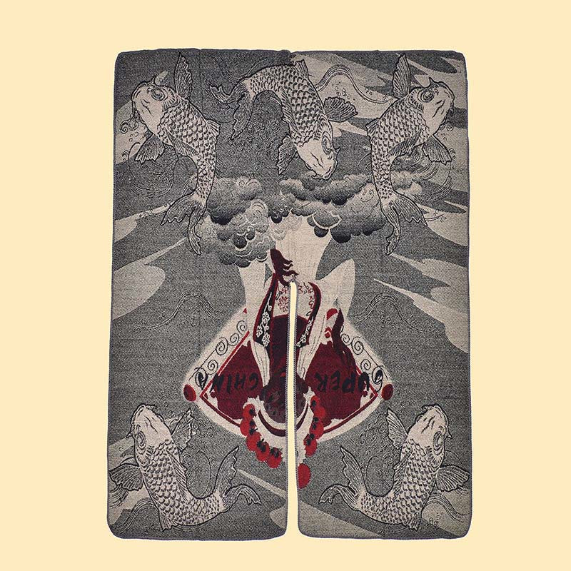Buddha Stones Winter Koi Fish Waves Pattern Warm Cozy Scarf Shawl - image 2