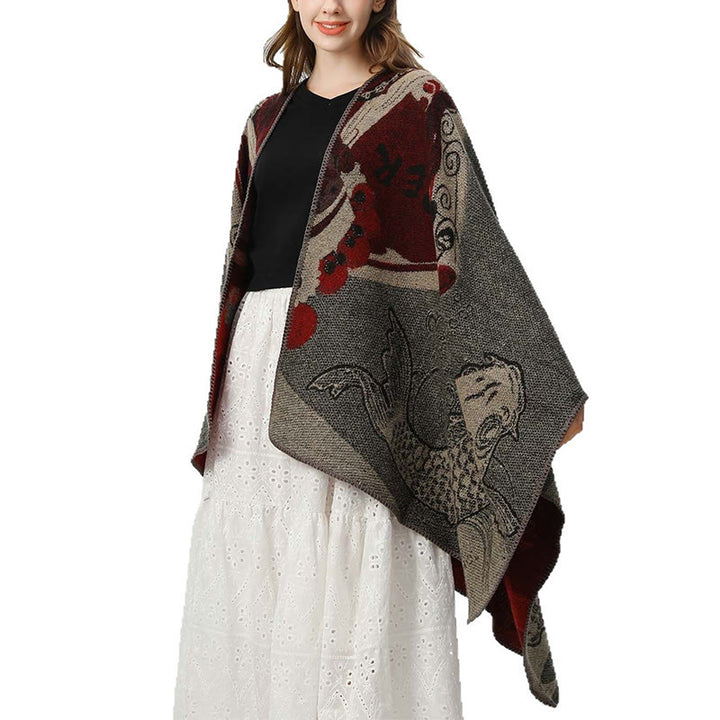 Buddha Stones Winter Koi Fish Waves Pattern Warm Cozy Scarf Shawl - image 8