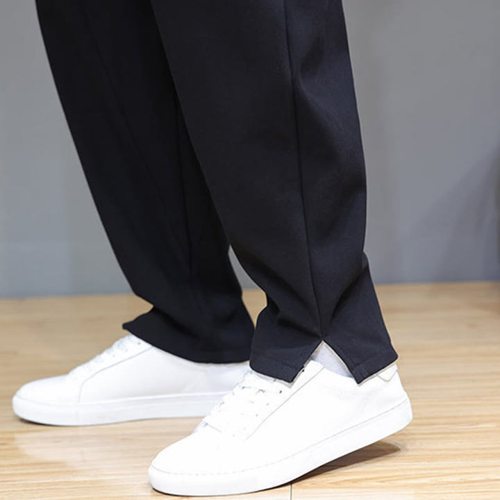 Buddha Stones Winter Solid Color Fleece-lined Men's Cotton Linen Pants With Pockets - image 20