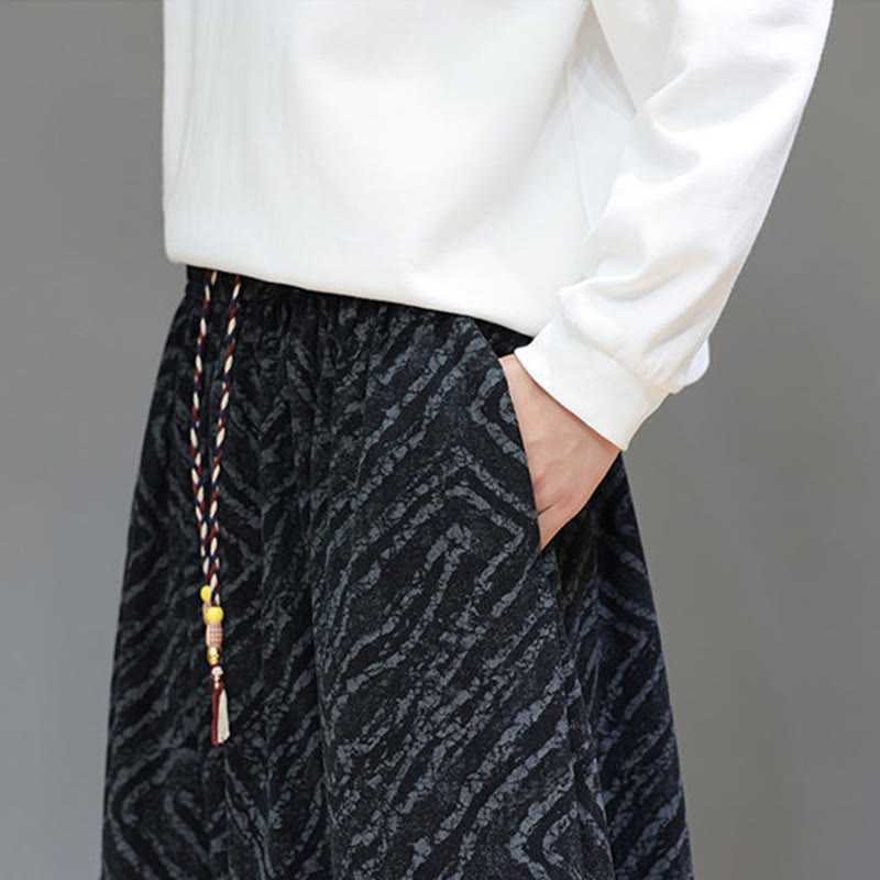 Buddha Stones Fall Texture Drawstring Design Corduroy Cotton Linen Men's Harem Pants With Pockets - image 20