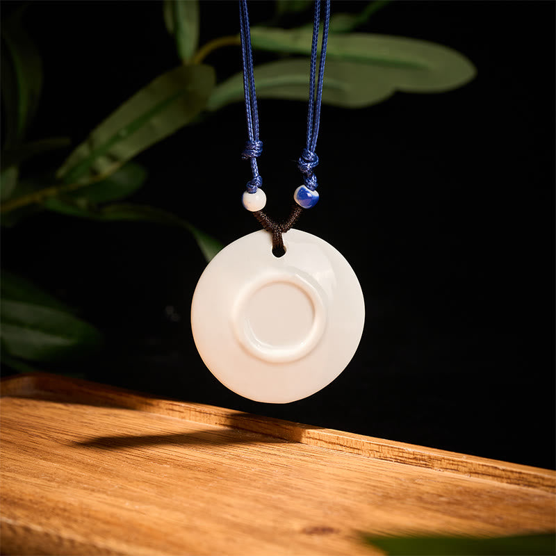 Buddha Stones Ethnic Peony Peach Blossoms Lotus Symbol Ceramics Necklace Enlightenment Pendant - image 15
