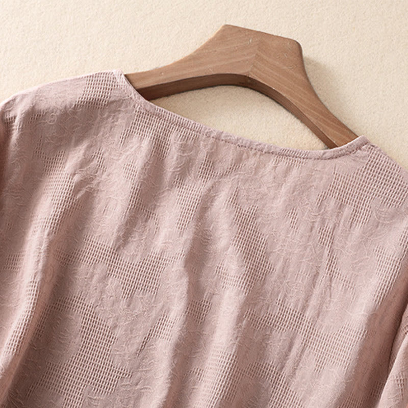 Buddha Stones Jacquard Irregular Hem Pleated Design Women's Long Sleeve Shirt - image 19