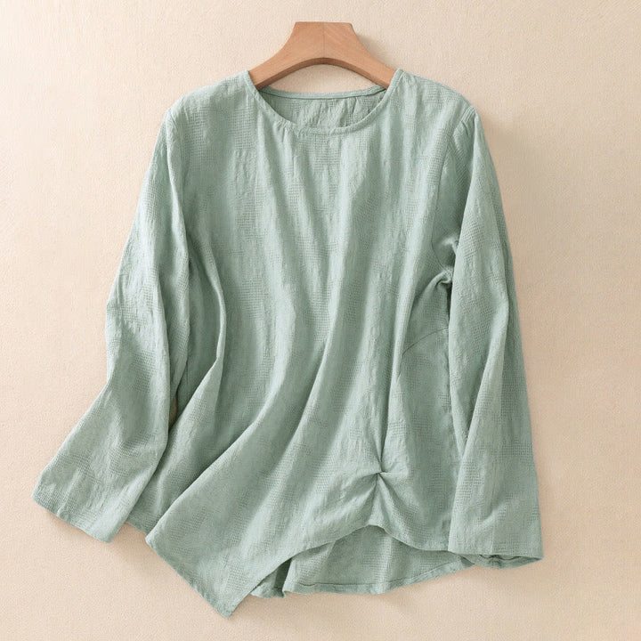 Buddha Stones Jacquard Irregular Hem Pleated Design Women's Long Sleeve Shirt - MediumAquamarine - US8-10，UK/AU12-14，EU40-42 (2XL) - image 33