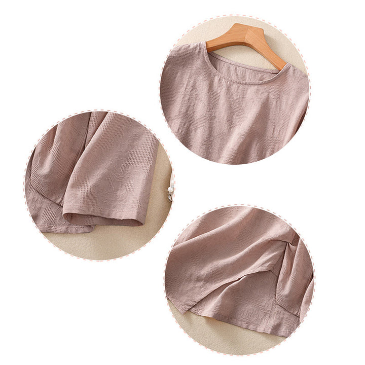 Buddha Stones Jacquard Irregular Hem Pleated Design Women's Long Sleeve Shirt - image 24