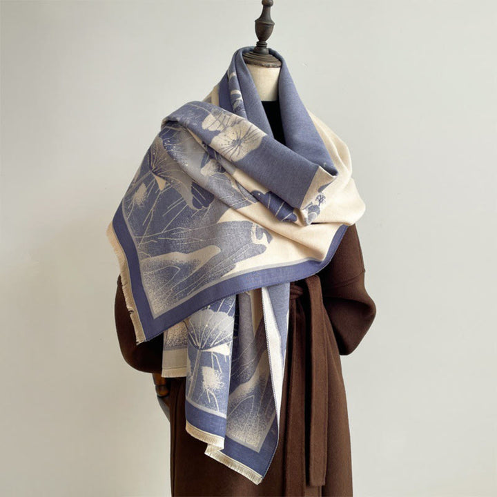 Buddha Stones Winter Mountain Lotus Flowers Leaves Pattern Soft Scarf Shawl - image 8