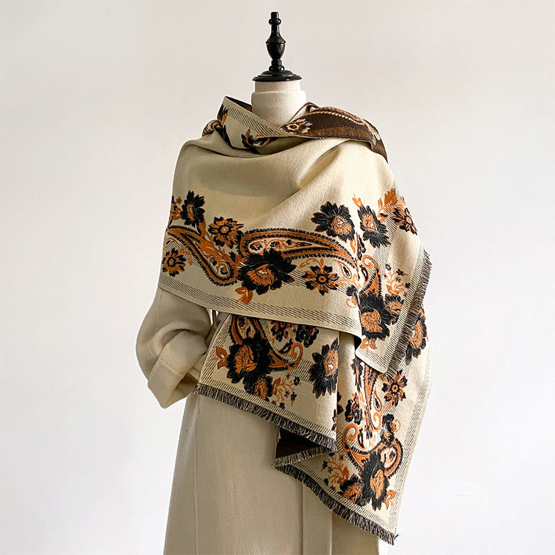 Buddha Stones Fall Cashew Flower Vines Pattern Warm Cozy Scarf Shawl - image 12