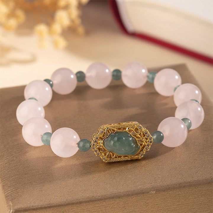 Buddha Stones Rose Quartz Jade Caring Kindness Bracelet - Rose Quartz(Wrist Circumference: 15-16cm) - image 0