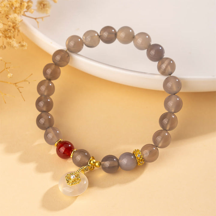 Buddha Stones Gray Agate Red Agate Chalcedony Balance Bracelet - image 1