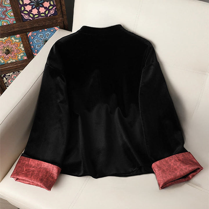 Buddha Stones Hanging Flower Design Women's Long Sleeve Thickened Jacket  - image 1