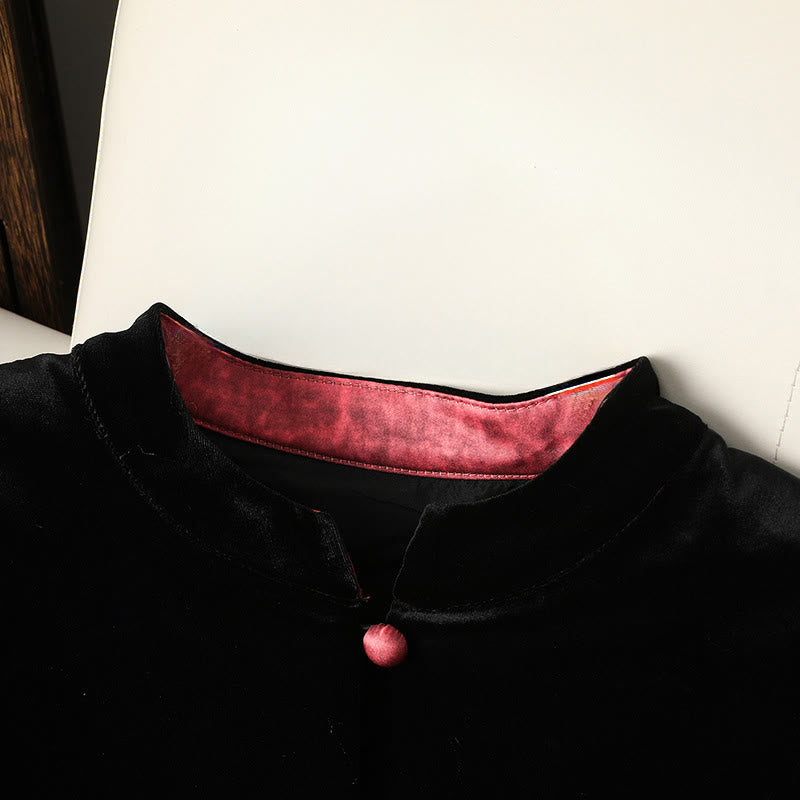 Buddha Stones Hanging Flower Design Women's Long Sleeve Thickened Jacket  - image 4