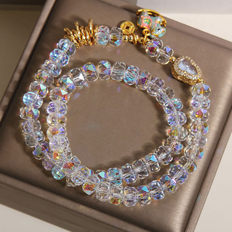 Buddha Stones Chinese Zodiac Year Of The Horse Crystal Glass Copper Coin Gourd Double Wrap Bracelet - image 10