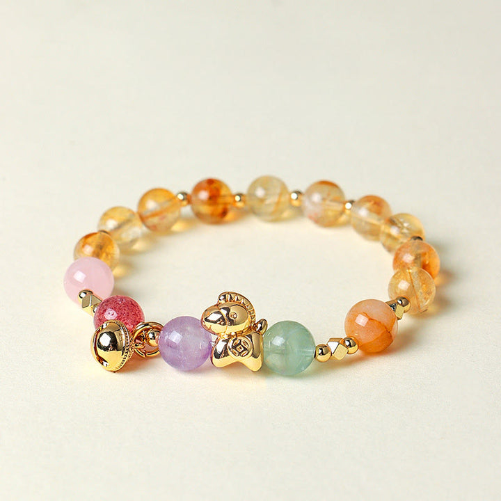 Buddha Stones Year Of The Horse Citrine Amethyst Various Crystals Protection Bracelet - Citrine(Wrist Circumference: 14-15cm) - image 5