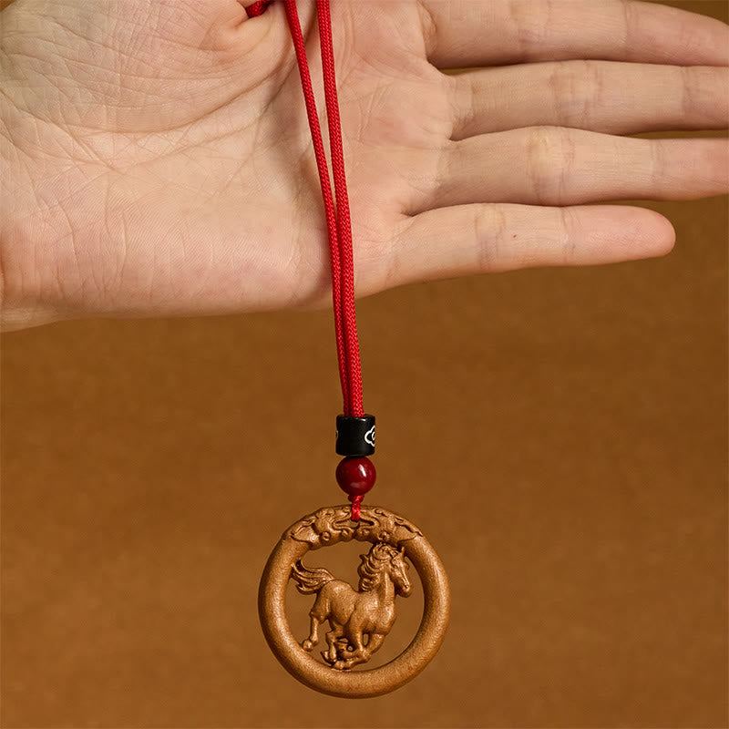 Buddha Stones Peach Wood Chinese Zodiac Year Of The Horse Ward Off Evil Spirits Necklace Pendants - image 11