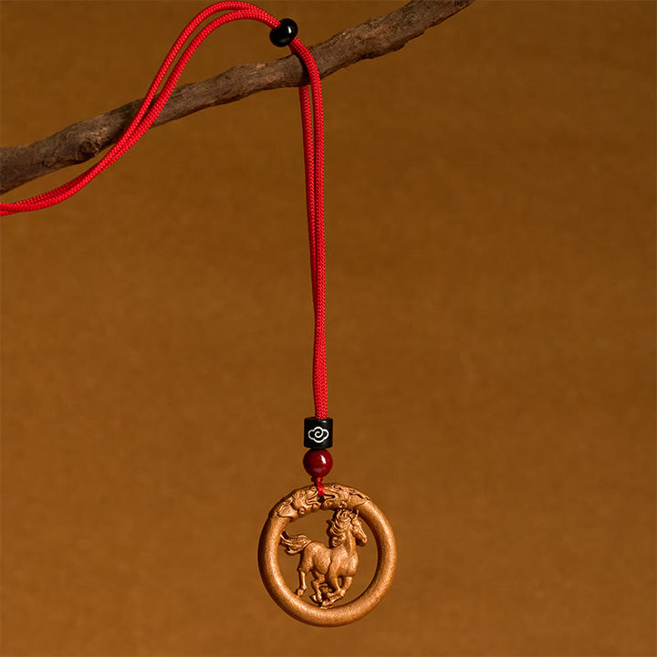 Buddha Stones Peach Wood Chinese Zodiac Year Of The Horse Ward Off Evil Spirits Necklace Pendants - image 12