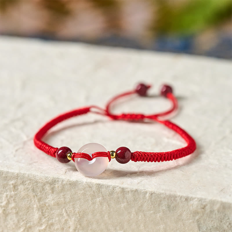 Buddha Stones Peace Buckle White Agate Flat Knot Diamond Knot Red String Connection Bracelet - image 27