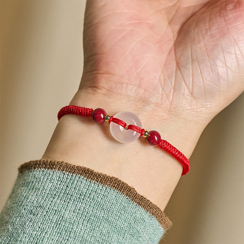 Buddha Stones Peace Buckle White Agate Flat Knot Diamond Knot Red String Connection Bracelet - image 31