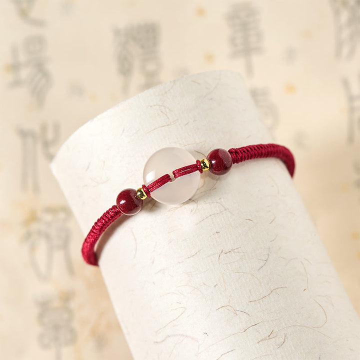 Buddha Stones Peace Buckle White Agate Flat Knot Diamond Knot Red String Connection Bracelet - image 15