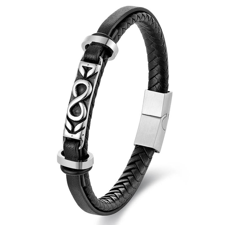 Buddha Stones Titanium Steel Balance Multi-Layered Leather Figure-Eight Bracelet - image 7