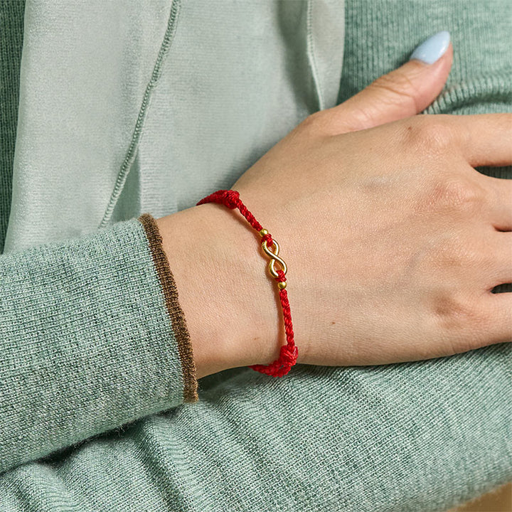 Buddha Stones Infinity Charm Brass Red String Adjustable Protection Bracelet - image 5