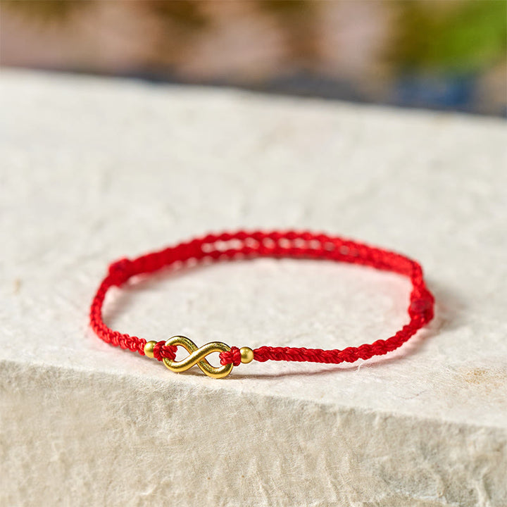 Buddha Stones Infinity Charm Brass Red String Adjustable Protection Bracelet - image 3