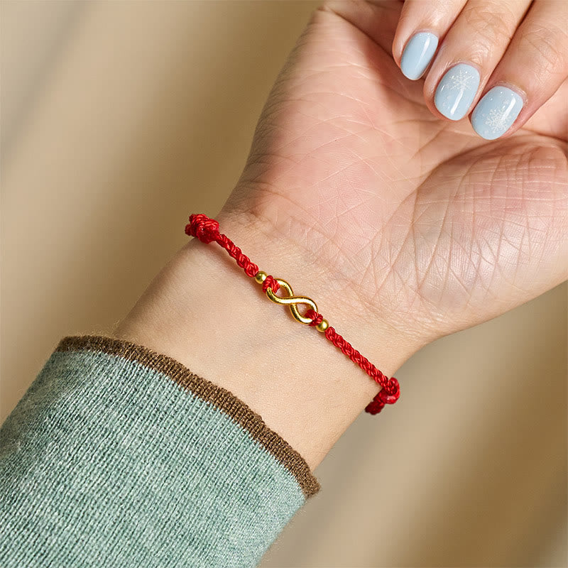 Buddha Stones Infinity Charm Brass Red String Adjustable Protection Bracelet - image 6