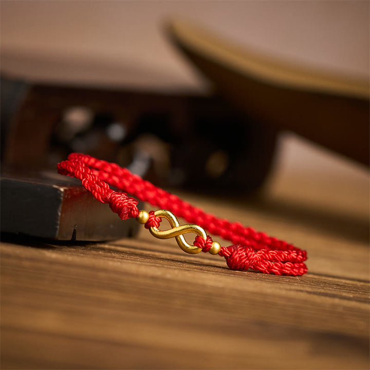 Buddha Stones "May Endless Luck Find You" Infinity Charm Brass Red String Bracelet Includes Gift Message Card - image 4