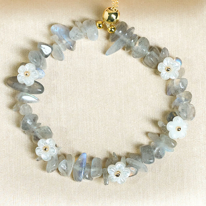 Buddha Stones Irregular Crystal Flower Design Amethyst White Crystal Balance Bracelet - image 19