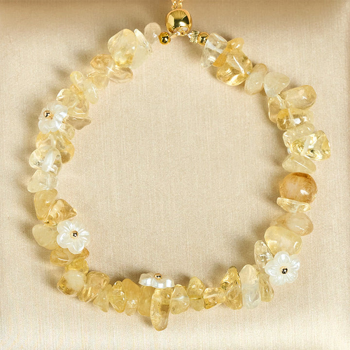Buddha Stones Irregular Crystal Flower Design Amethyst White Crystal Balance Bracelet - image 27