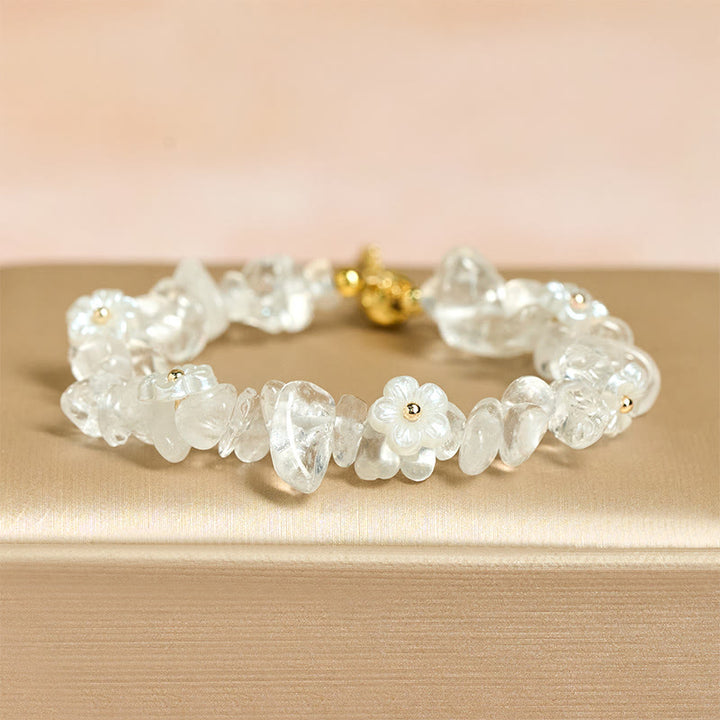 Buddha Stones Irregular Crystal Flower Design Amethyst White Crystal Balance Bracelet - image 10