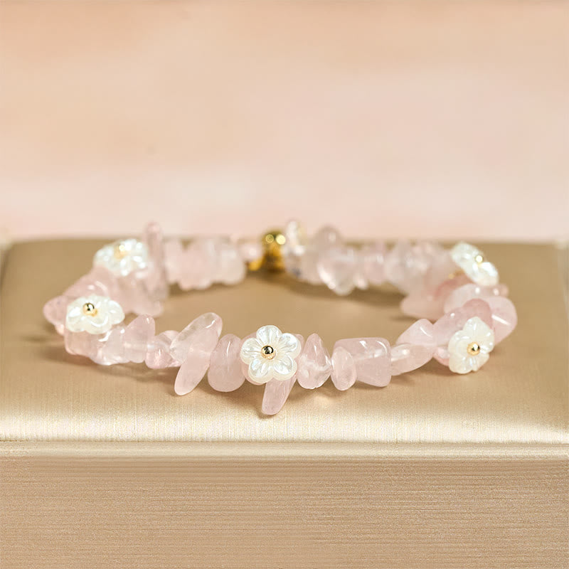 Buddha Stones Irregular Crystal Flower Design Amethyst White Crystal Balance Bracelet - image 34