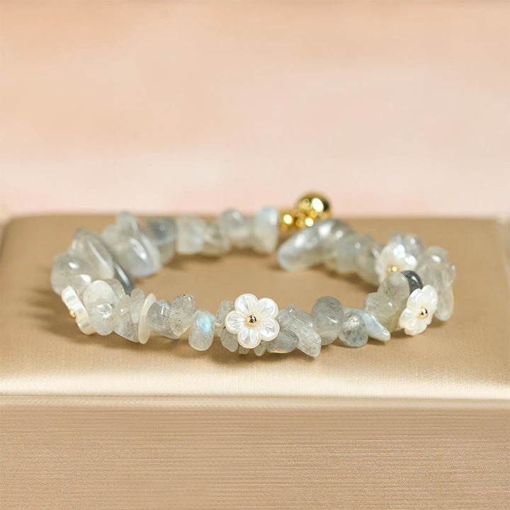 Buddha Stones Irregular Crystal Flower Design Amethyst White Crystal Balance Bracelet - image 18