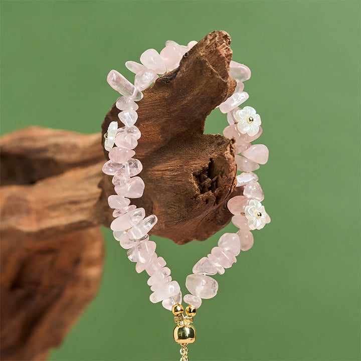 Buddha Stones Irregular Crystal Flower Design Amethyst White Crystal Balance Bracelet - image 36