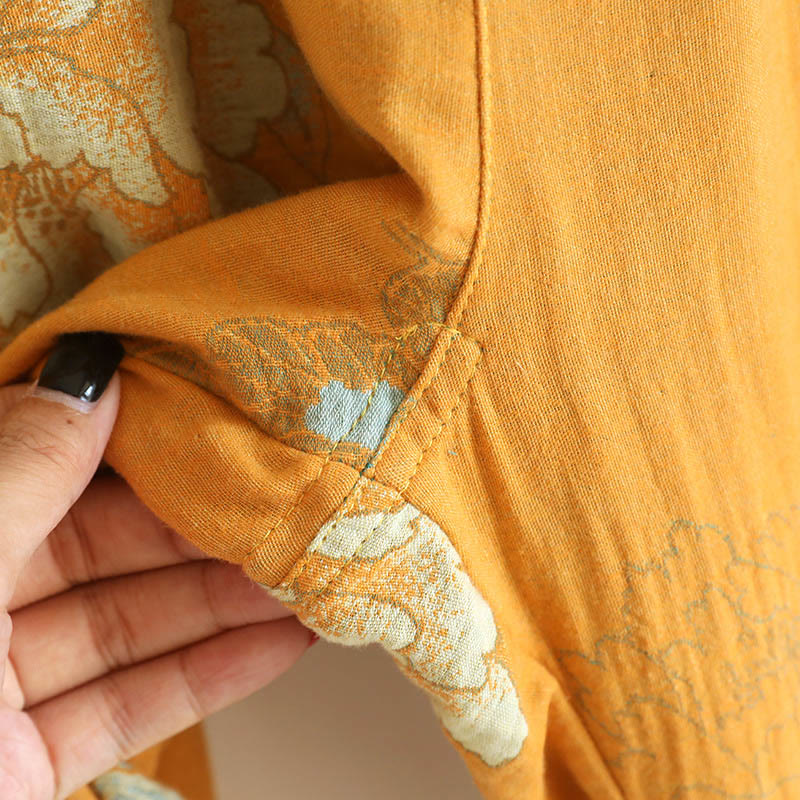 Buddha Stones 2pcs Frog-Button Printed Long Sleeve Shirt Pants With Pockets Cotton Set  - image 10