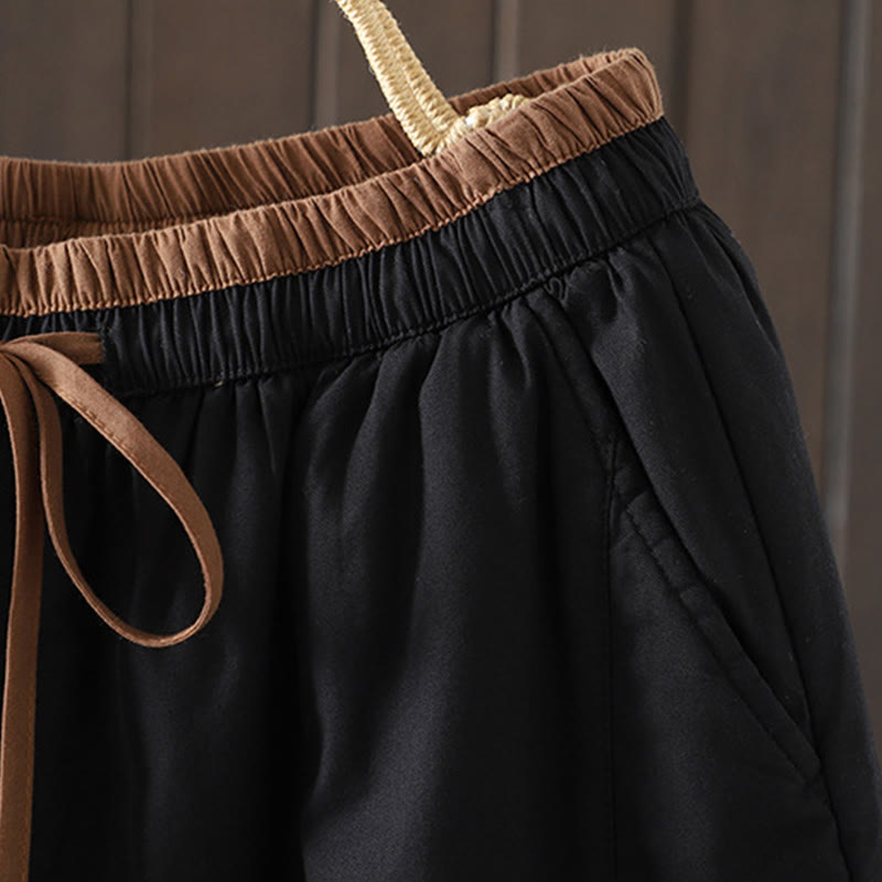 Buddha Stones Plain Cotton Women's Harem Thermal Pants With Pockets - image 3