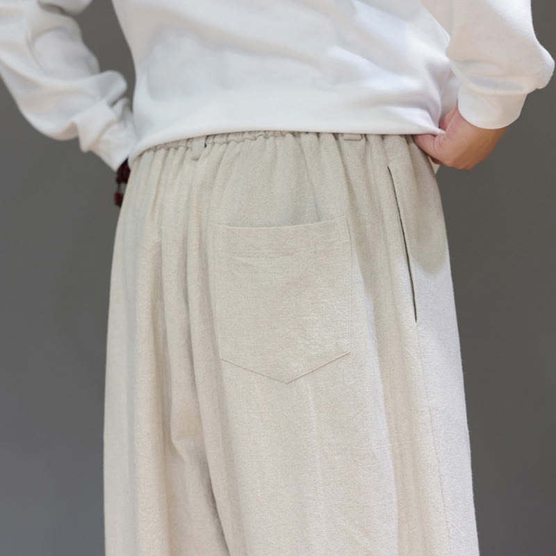 Buddha Stones Fall Sports Men's Pure Color Button Design Cotton Pants With Pockets - image 22